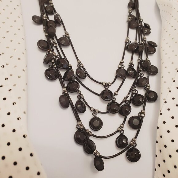 NWT Simply Vera Vera Wang Black Beaded Multi-Strand Layered Necklace - OS - Picture 5 of 8